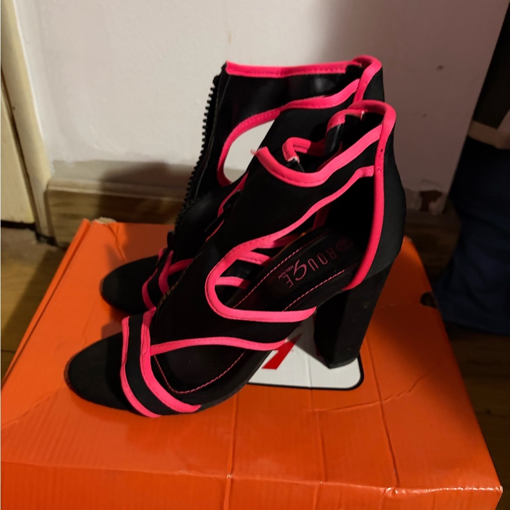 Stylish Black and Pink Women's Heels